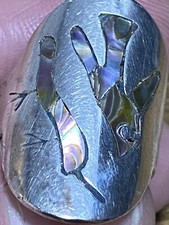 Sterling Silver Ring Abalone Inlay Size 5.5 Taxco Mexico .925 Vintage Jewelry