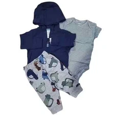 Carter's Baby Boy 3 Piece Blue Hooded Cars Jacket Pants Set - Sizes 6M, 18M, 24M