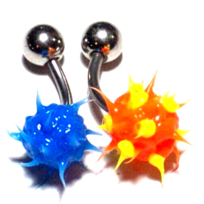 2 - 14g Blue Orange Yellow UV Christina Vertical Hood Fourchette VCH Ring Tickle
