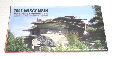 2007 Wisconsin Highway Map & Attraction Guide House of the Rock at Spring Green
