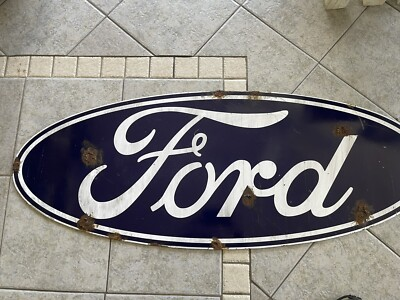 #ad #ad Antique style Barn find Look Ford Dealer Sales Service Blue Oval Sign $245.00