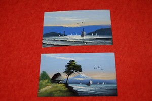 Ancienne Petite Peinture 14 2 Cm 9 Cm Paysage Japonais Peint Sur Carte Postale Ebay