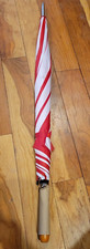 Vintage Golf Umbrella 40" White/Blue Red New Wooden Handle