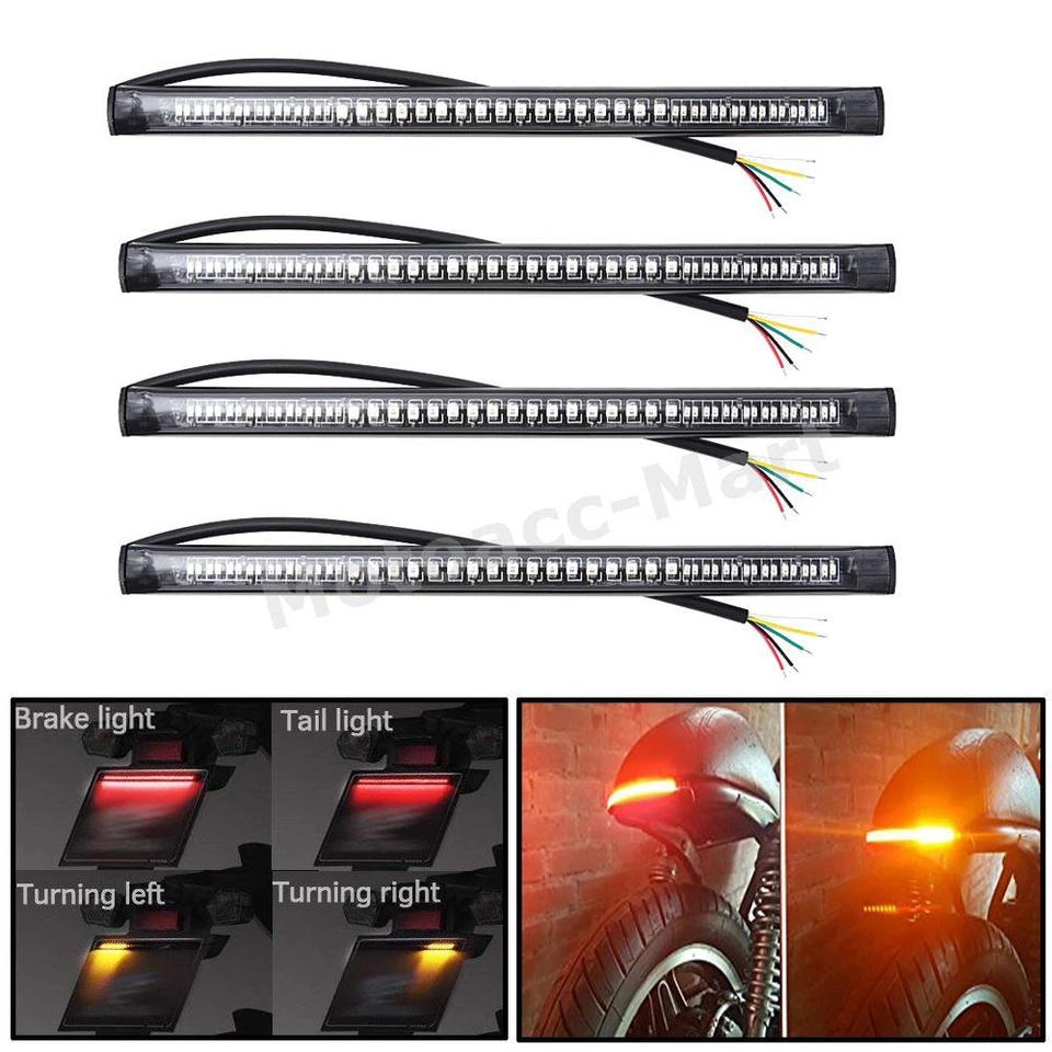 2件柔性摩托车48LED尾灯条转向信号制动行车灯 — 第 3/4 张图片