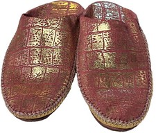 gold wedding slippers- Slippers women's shoes - Moroccan red rose Women shoes
