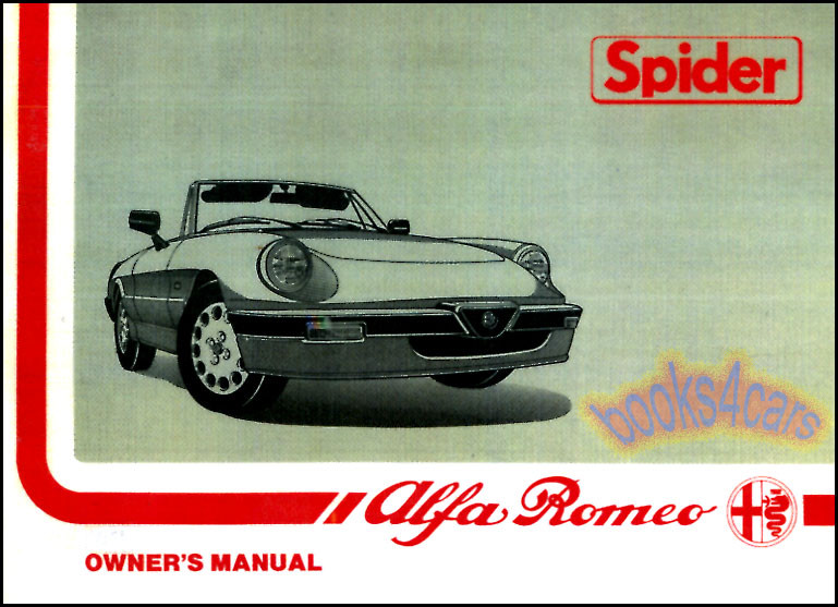 ALFA ROMEO SPIDER OWNERS MANUAL VELOCE HANDBOOK GUIDE BOOK 1984