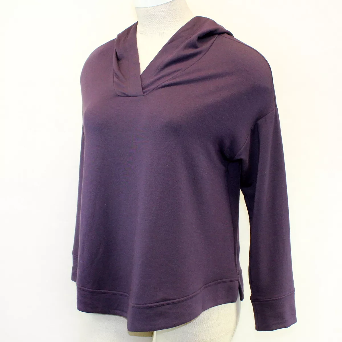 J.JILL Plus Violet MAUVE FIT ULTIMATE FLEECE SHIRTTAIL HOODI Top