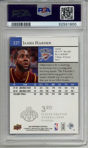 2009 UPPER DECK #227 JAMES HARDEN ROOKIE RC BASKETBALL CARD THE BEARD PSA 8 NM-M - Picture 2 of 2