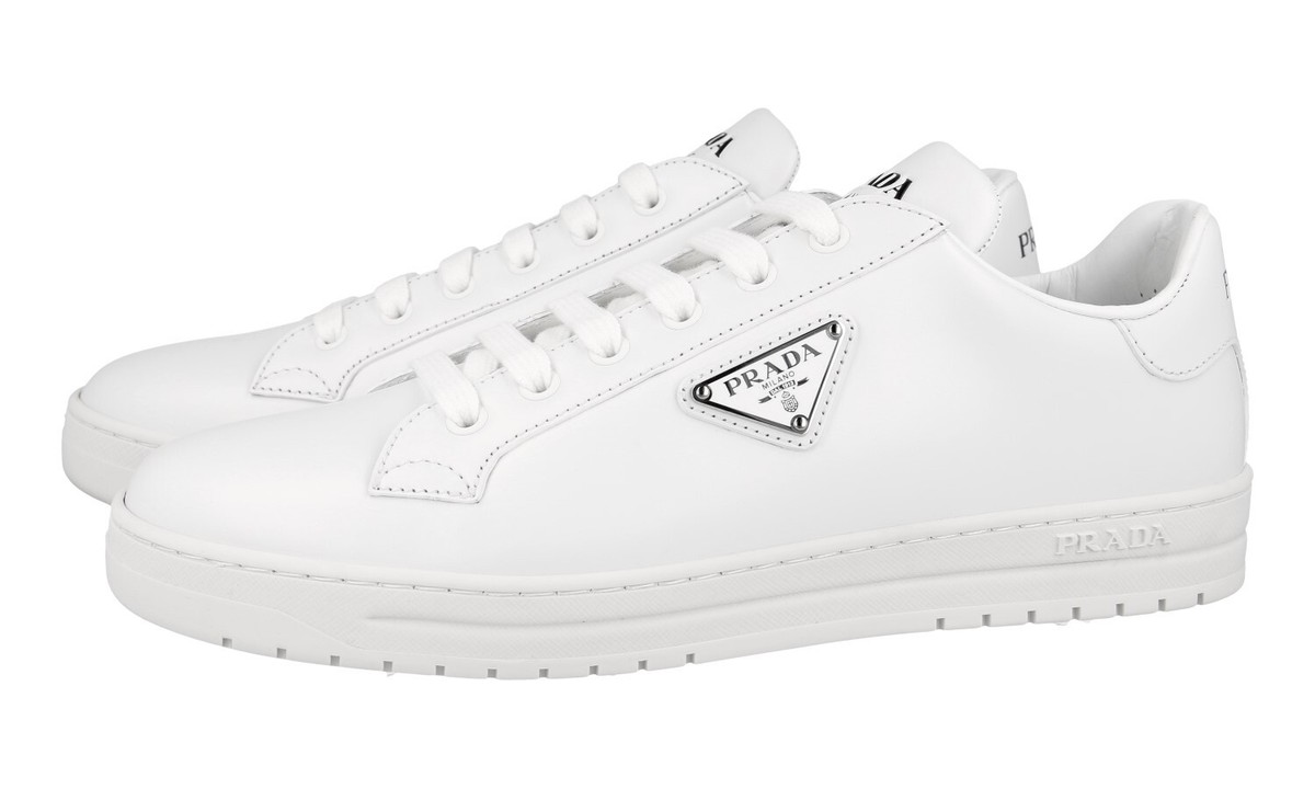 PRADA SNEAKERS SHOES 1E144N WHITE LEATHER NEW US 10.5 EU 40