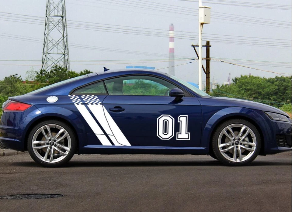 Graphic Racing Stripe Car Sticker For AUDI TT TTS RS COUPE Side Door Vinyl Decal Foto 3 de 4