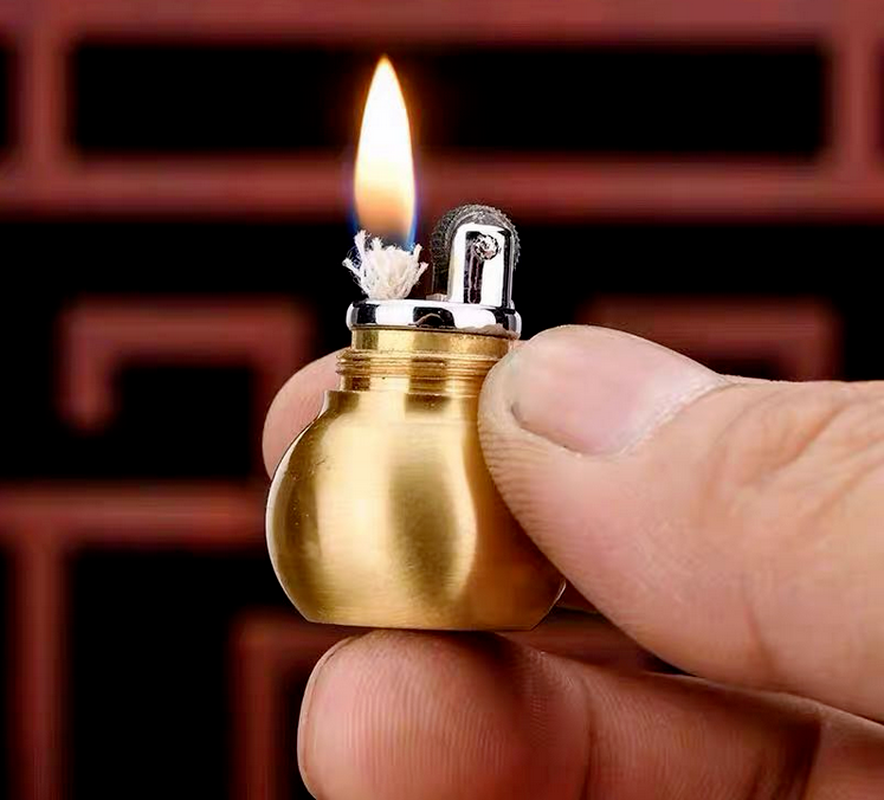 Mini Pure Brass Cigarette Lighter Vintage Kerosene Lighters Pendants  Creative