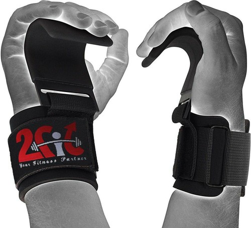 Wrist Support Heavy-Duty WEIGHT LIFTING HOOKS for Grip DEADLIFT STRAPS Gym Power - Afbeelding 20 van 24