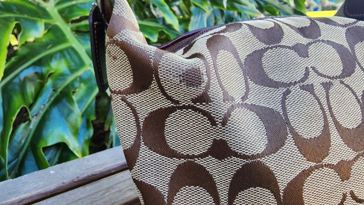 Coach Y2k Signature Brown Suede & Beige Small Canvas Mini Coach Y2k Signature Brown Suede & Beige Small Canvas Mini