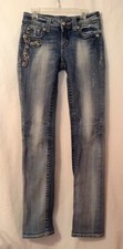 Miss Me Blue Denim Distressed Straight Jeans Size 26