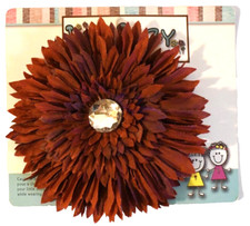 NIP Hair Bow Clip on Dark Red Floral Hair Clip Women's Girls Accessory