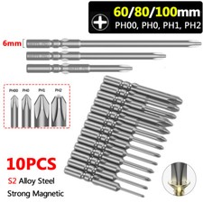 10X 6mm Round Shank Phillips Bit Set PH00/0/1/2 Fit for 802 Electric Screwdriver