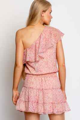 krisa one shoulder ruffle dress krisa One Shoulder Ruffle Skirt Dress in Cream