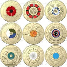 9 Coin UNC Bundle Pack ex RAM Bags Two Dollar Coloured Queen $2 Australian Rare