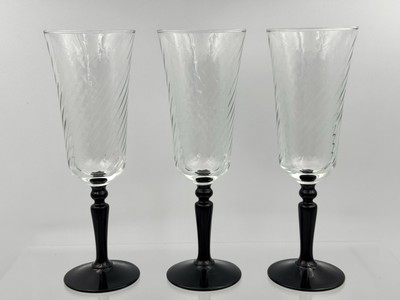 3er Set Luminarc Onyx Schwarz Stiel Swirl Sektgläser 