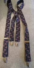 Men's Navy and Red Paisley Stretch Suspenders Adjustable Y-Back one size