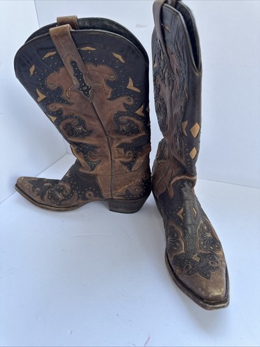 Bottes Vintage Pour Femmes Brodees Western Cowboy Boheme Talon Bas