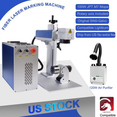 100W JPT M7 Mopa 200*200 Fiber Laser Marking Machine Color Marking Lightburn US