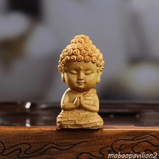 Boxwood Solid Wood Lotus Base Sakyamuni Buddha Figure Statue Hand Carved