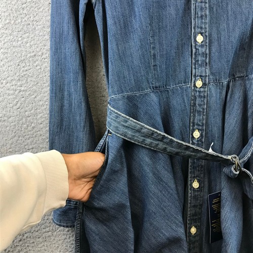New Ralph Lauren Belted Cotton Denim Shirtdress size 12 - Picture 11 of 12