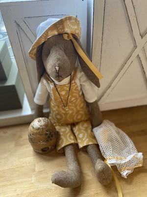 Adorable Stuffed Bunny w/ Floppy Ears,  Bee Keeper Bunny #3  Easter or spring!