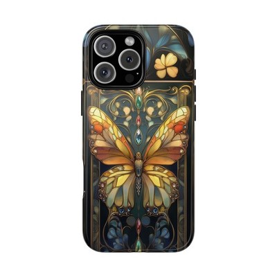 Phone Ink - iPhone/Galaxy/Pixel - Tough Case - Art Nouveau Butterfly Jewels
