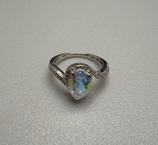 Sterling Silver Mercury Mystic Topaz Pear Shape Solitaire Ring Size 7