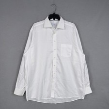 Eton Dress Shirt Mens 17.75 White Herringbone Classic Fit Long Sleeve Business
