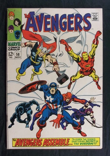 The Avengers #58 VF 8.0 Vision joins Avengers Vintage Marvel 1968