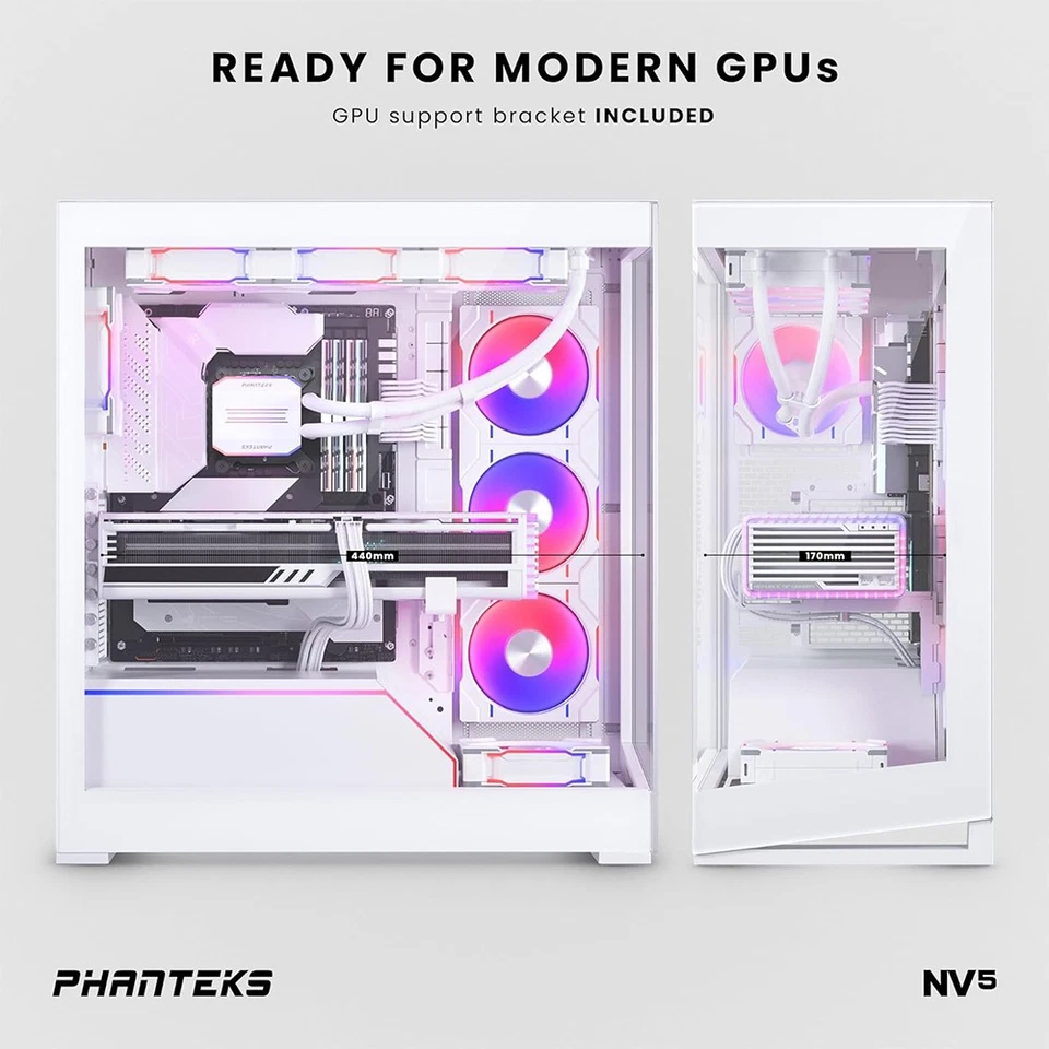 Phanteks NV5 Show PC Case Mid-Tower Chassis | High Airflow Performance White - Image 3 of 4
