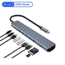 Ten in One Expansion Dock Type-C to HDMI 4K 100Mbps Ethernet Port Laptop Expansi