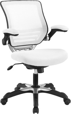 Stylish Black Mesh Office Chair with Flip-Up White Arms for Comfort