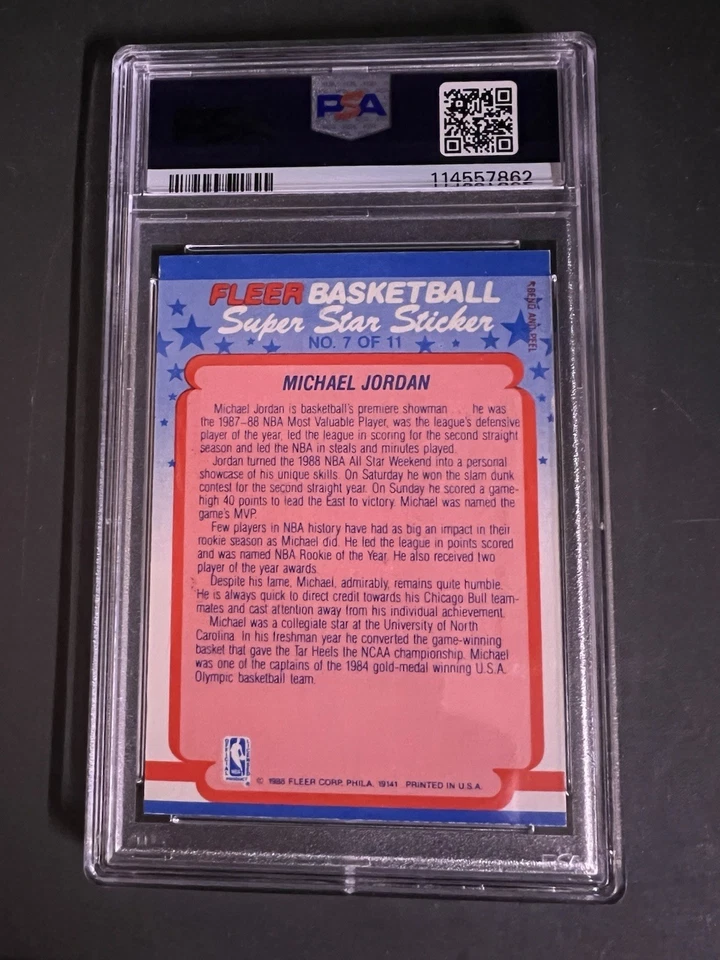 Adesivo 1988 Fleer NBA Super Star Michael Jordan Chicago Bulls PSA 5 - Imagem 4 de 4