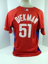 2007-10 Philadelphia Phillies Jake Diekman #51 Game Used Red Jersey ST BP 48 559