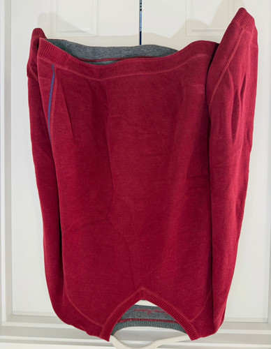 VINTAGE Tommy Bahama Men's L Red Cotton Knit V-Neck Pullover Sweater Logo