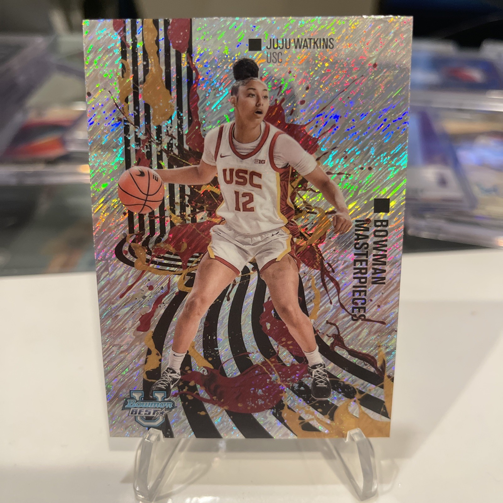 JUJU WATKINS 2024-25 BOWMAN U BEST MASTERPIECES SHIMMER REFRACTOR SP USC ROOKIE CARD