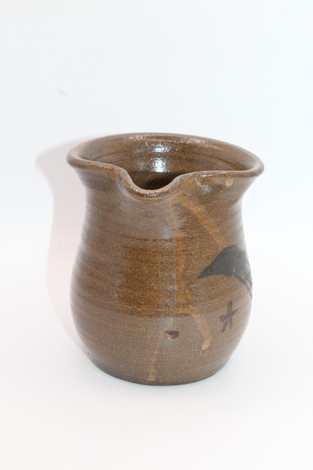 Liberty Pottery Roscoe Village OH Stoneware w/ Crow Design Pitcher 2006 Becky  