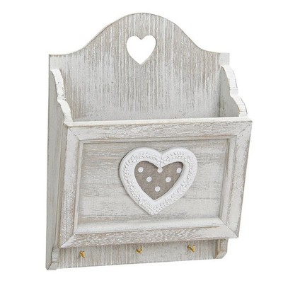 Briefablage Antik mit 3 Haken, weiß (B/H/T) 17x24x6cm