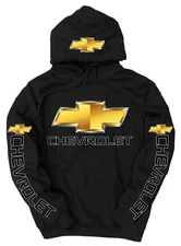 Chevrolet Gold Bowtie Pullover Black Hoodie Chevy BUY ANY 2 HOODIE GET FREE TEE!