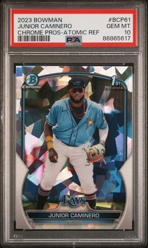 2023 Bowman Chrome Prospects Junior Caminero #BCP-61 Atomic Refractor RC PSA 10