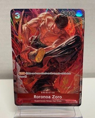 One Piece CCG Roronoa Zoro OP01-025 SR Romance Dawn Alt Art MP - Small Crease