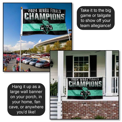 New York Liberty 2024 Finals Champions Banner Flag - Picture 4 of 6