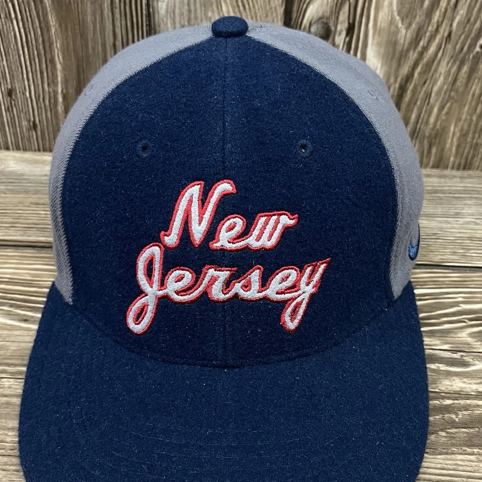 Nike New Jersey Nets NBA Basketball Wool Script Hat Cap Blue Fitted Size 7 1/2 - Image 3 of 4