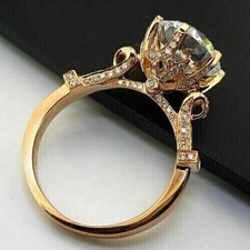 2Ct Round Cut Lab-Created Diamond Women's Engagement Ring 14K Yellow Gold Finish