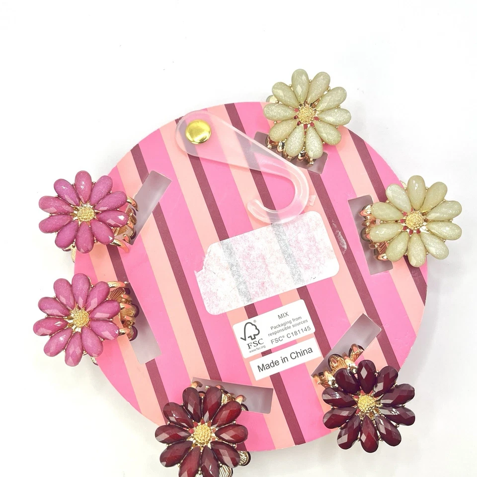 Piper K Mini Flower Hair Clips Set of 6 Crystal Dainty Barrettes for Women Girls - Image 4 of 4