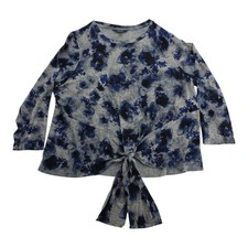 Women's Simply Vera Vera Wang Blue Floral V-Neck Tie Front Top Size XL